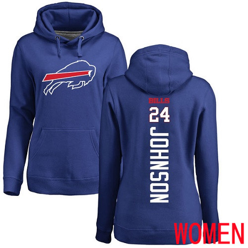 NFL Women Buffalo Bills #24 Taron Johnson Royal Blue Backer Pullover Hoodie Sweatshirt->women nfl jersey->Women Jersey